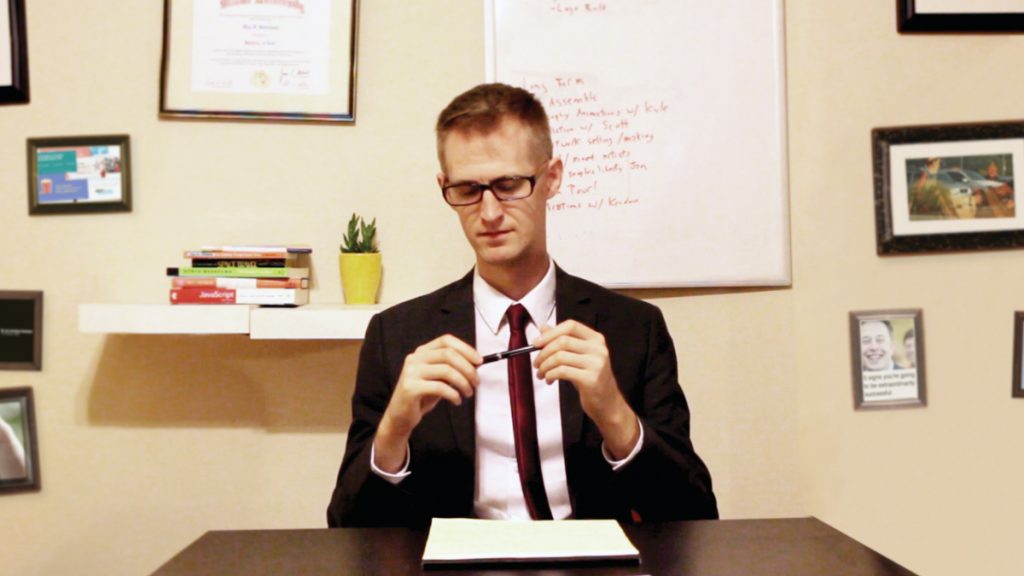 A still from Marc Governance’s interactive performance piece, “Find Out More Online”