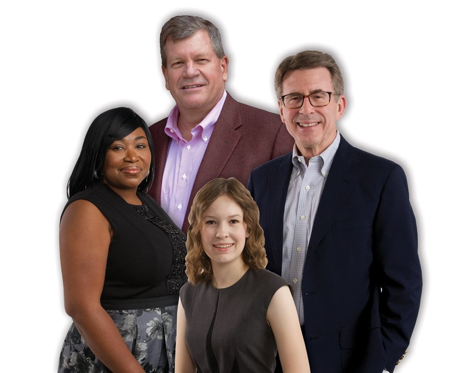 Clockwise from top: David E Herche, James Dodd, Heather Konerman, Rosemary Henry-Oglesby