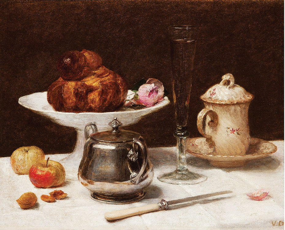 Victoria Dubourg Fantin-Latour, “Still Life with Brioche,” c. 1890, courtesy Dixon Gallery and Gardens. At the Cincinnati Art Museum